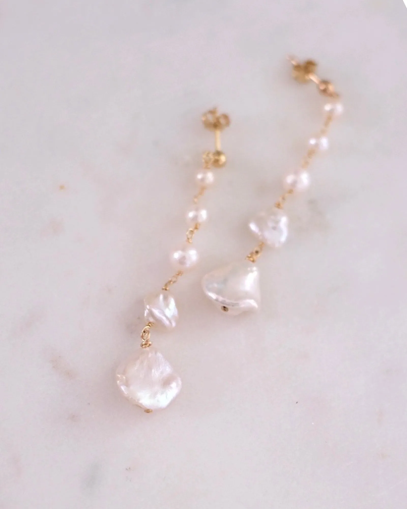 Keshi Pearl Long Earrings