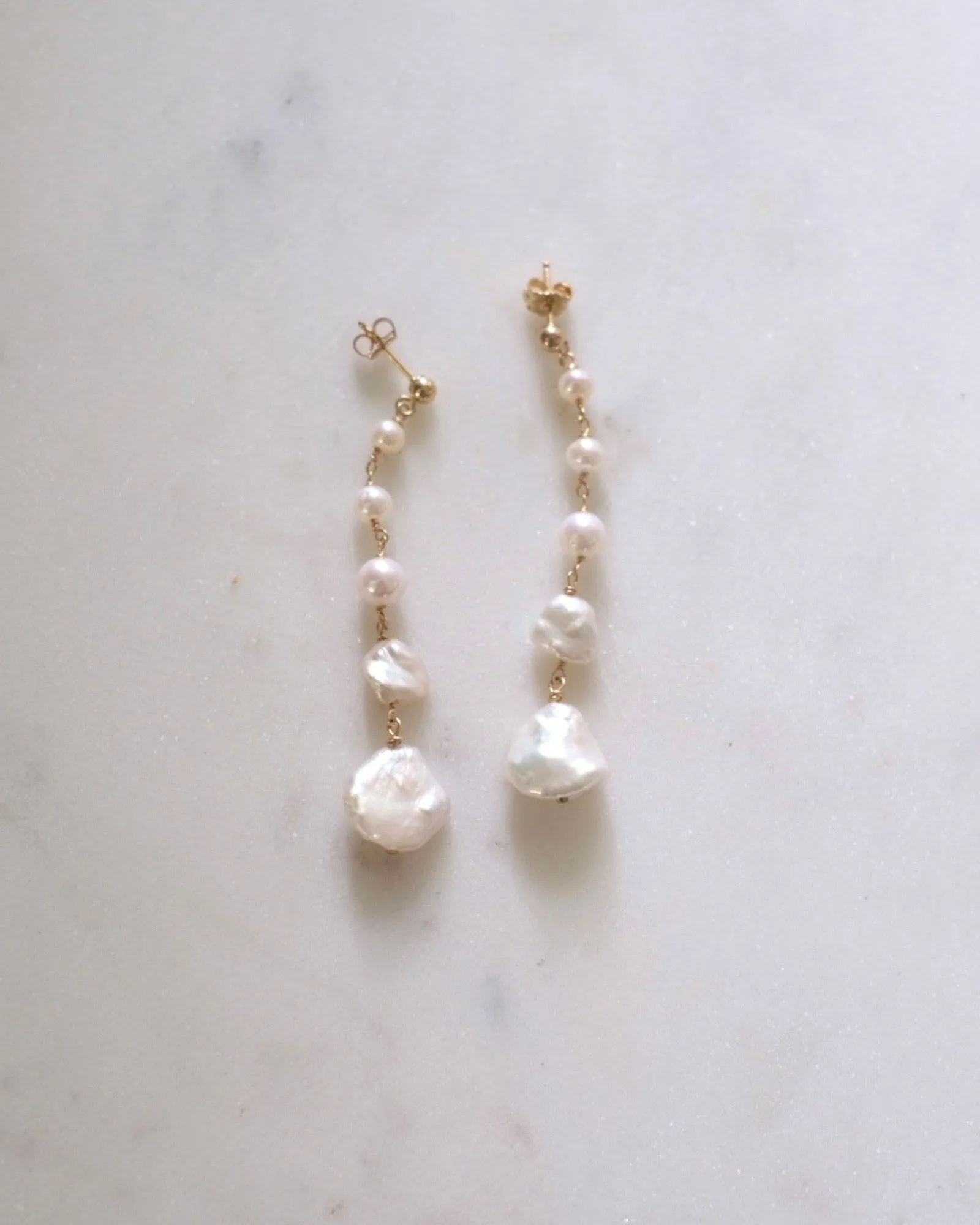 Keshi Pearl Long Earrings