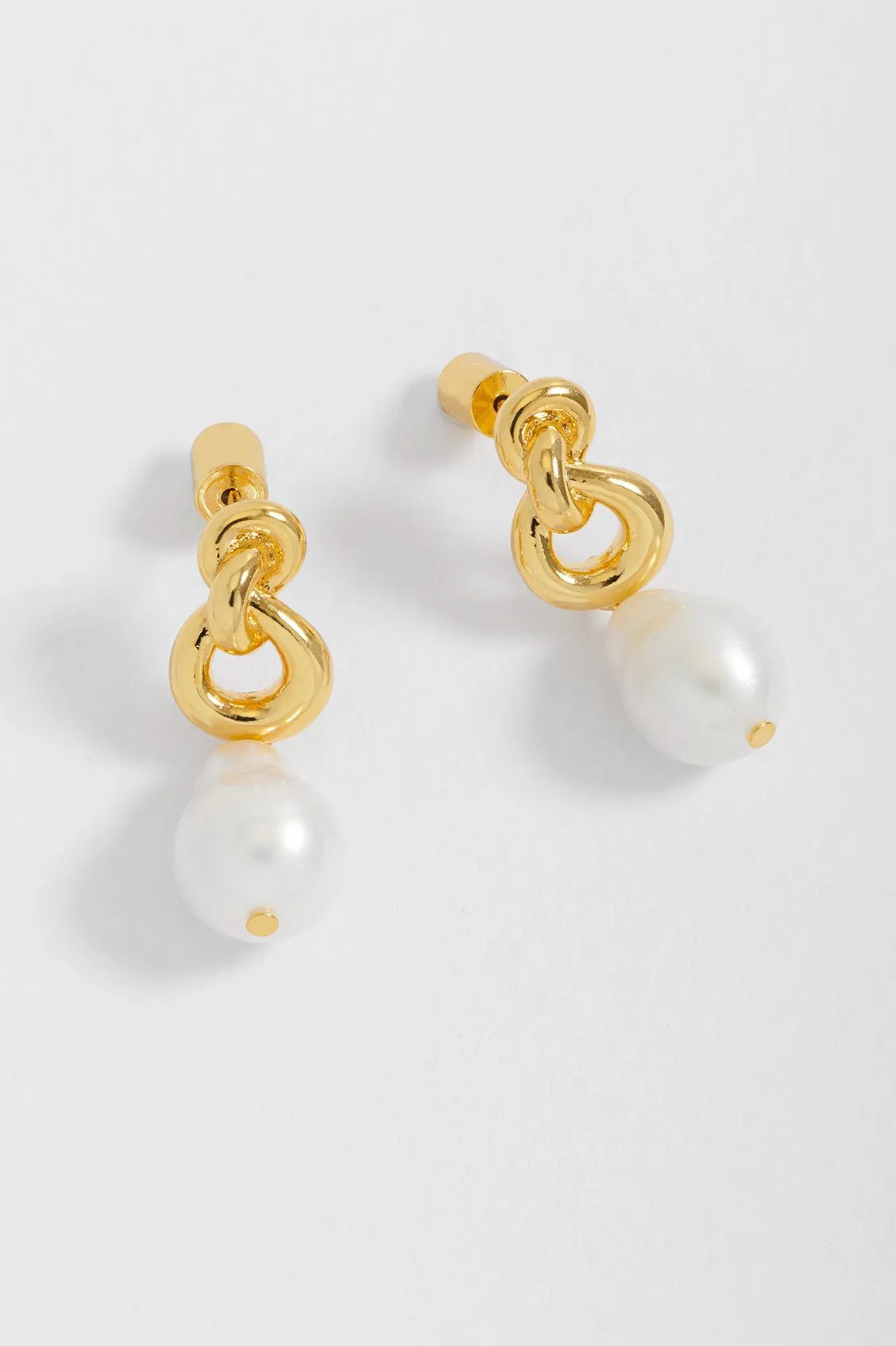 Knot and Pearl Drop Earrings