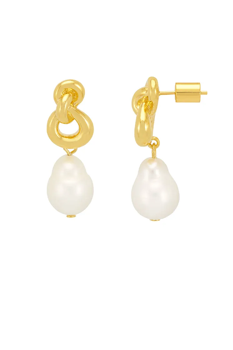 Knot and Pearl Drop Earrings