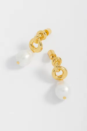 Knot and Pearl Drop Earrings