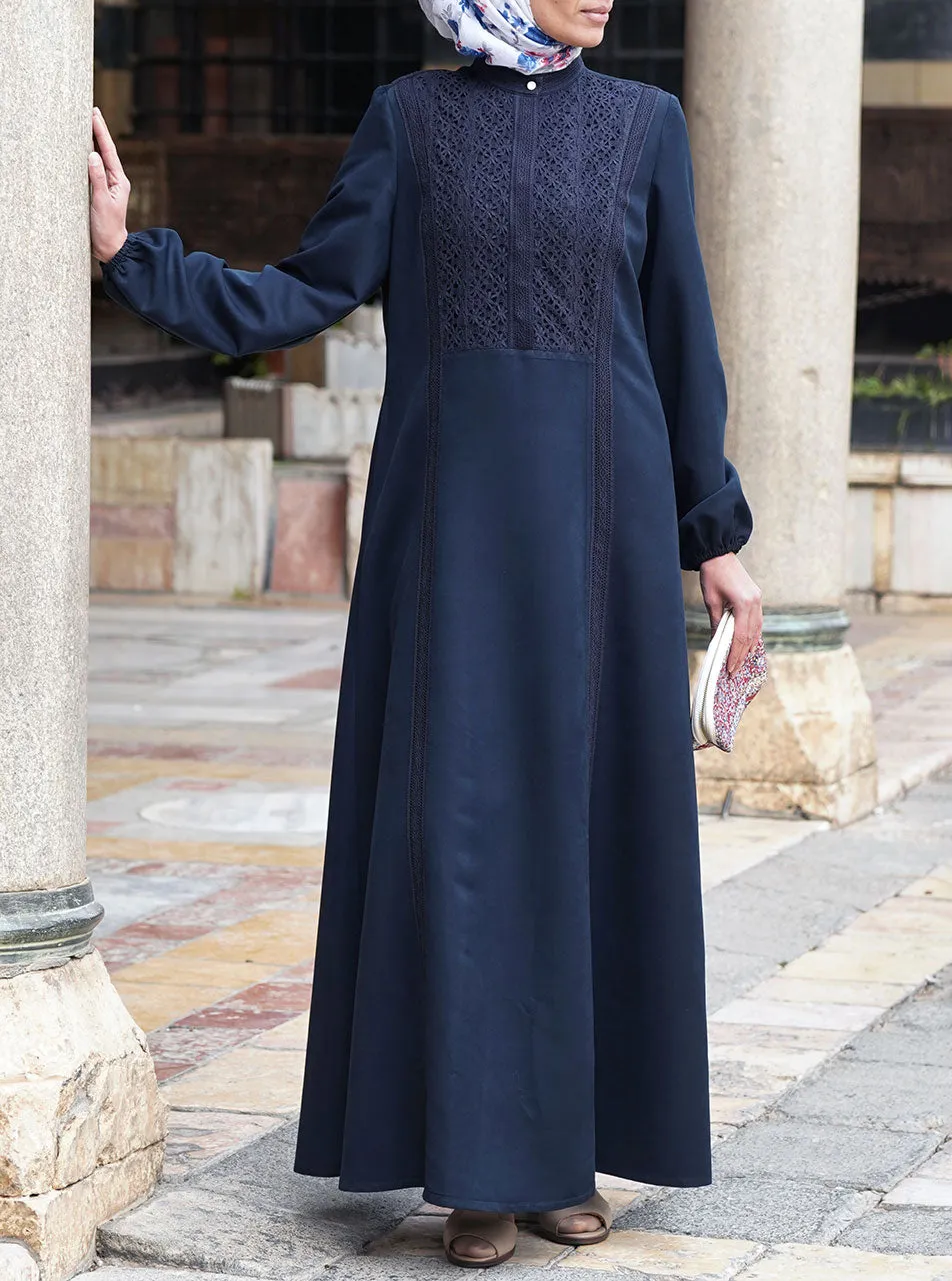 Lace Bib and Trim Abaya