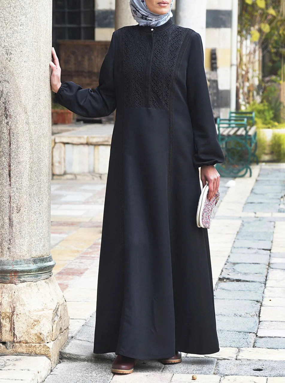 Lace Bib and Trim Abaya