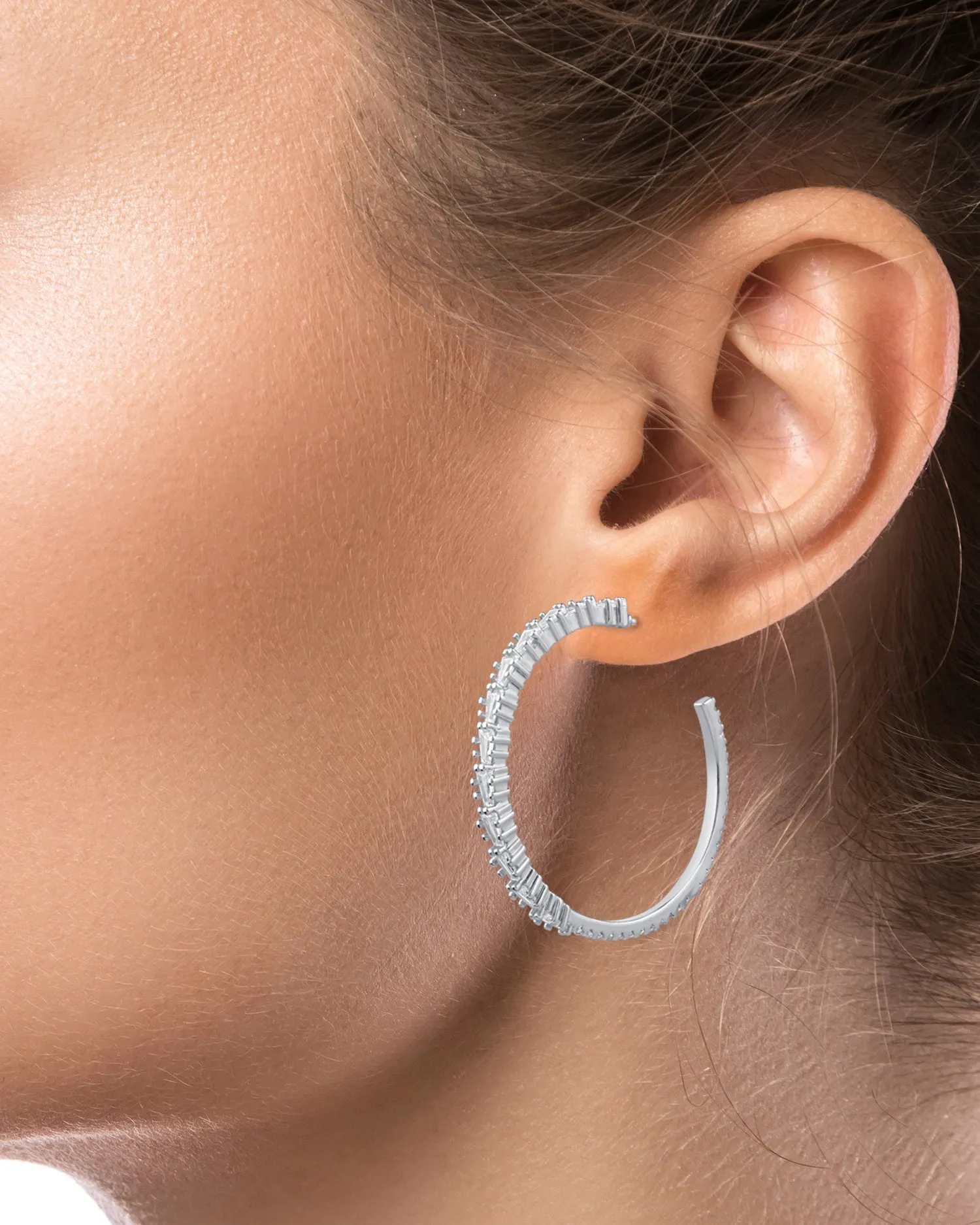 Large Baguette Hoop Earrings