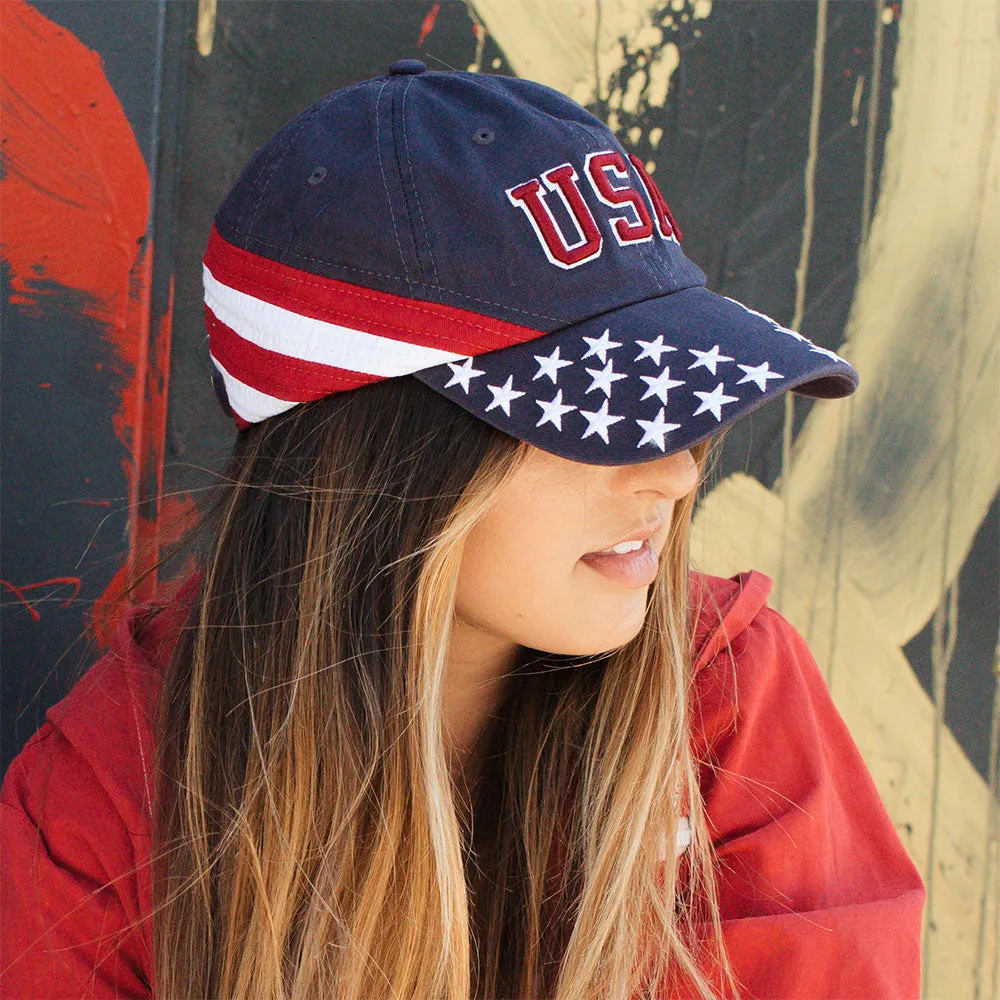 Low Profile Cotton Twill Washed USA Flag Cap