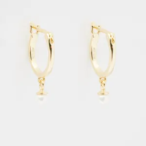 Mae Gold Drop Pearl Huggie Earrings