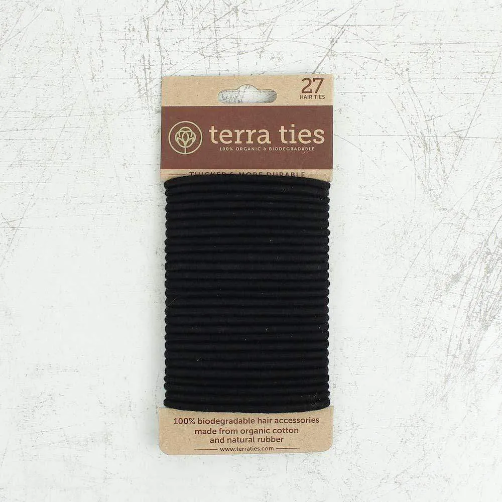 Natural Rubber & Organic Cotton Hair Bands (Pack of 27) - Black