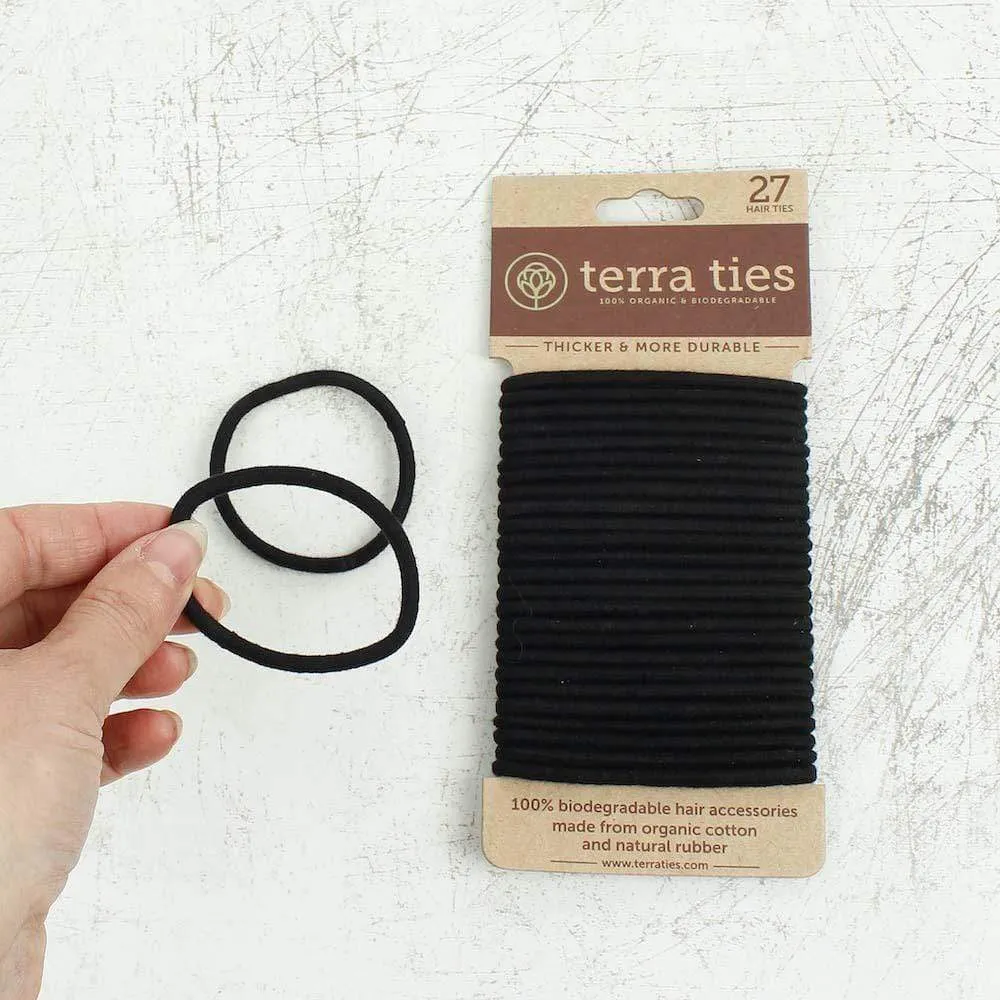 Natural Rubber & Organic Cotton Hair Bands (Pack of 27) - Black