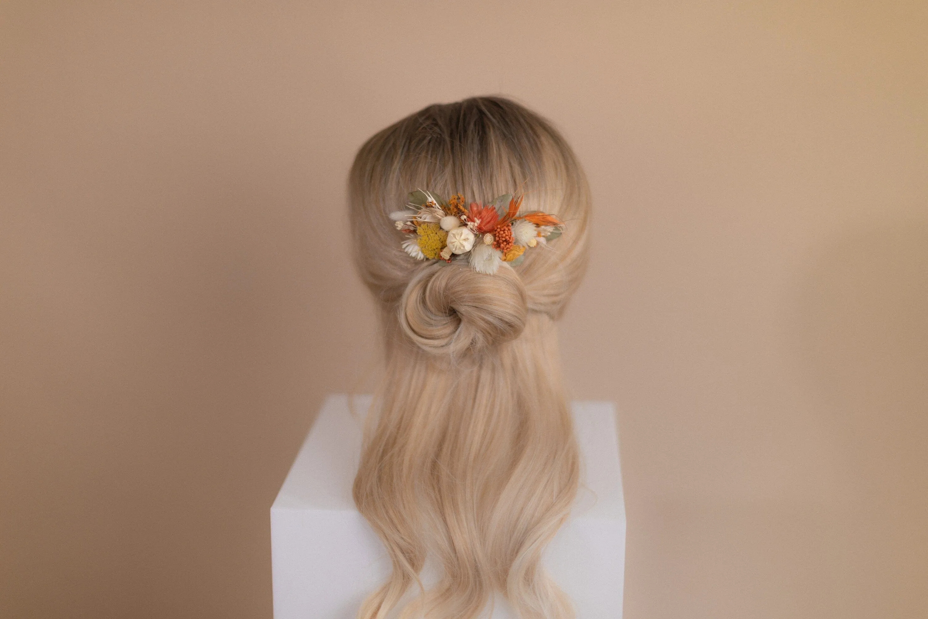 Pastel Autumn Dried Flower Bridal Comb / Autumn Wedding Hair Accessory