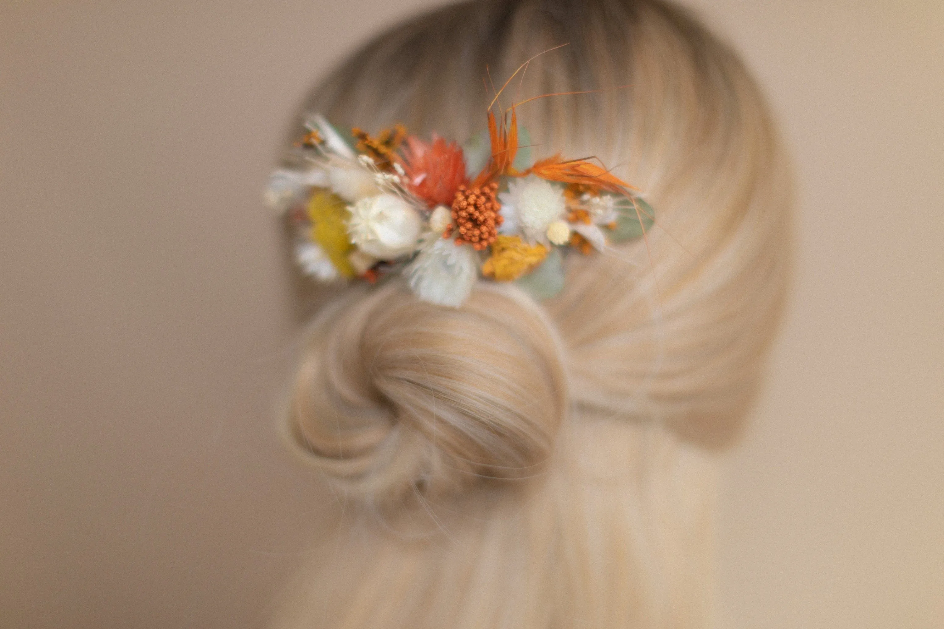 Pastel Autumn Dried Flower Bridal Comb / Autumn Wedding Hair Accessory