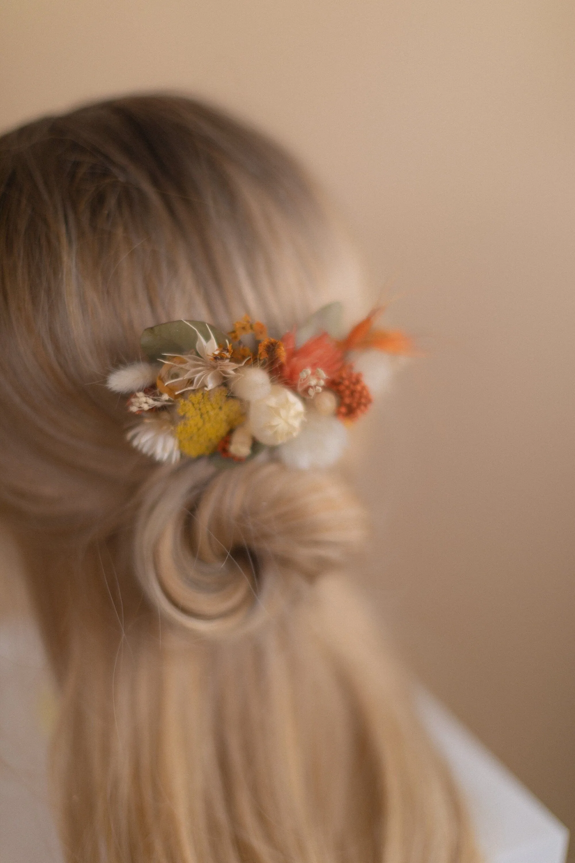 Pastel Autumn Dried Flower Bridal Comb / Autumn Wedding Hair Accessory