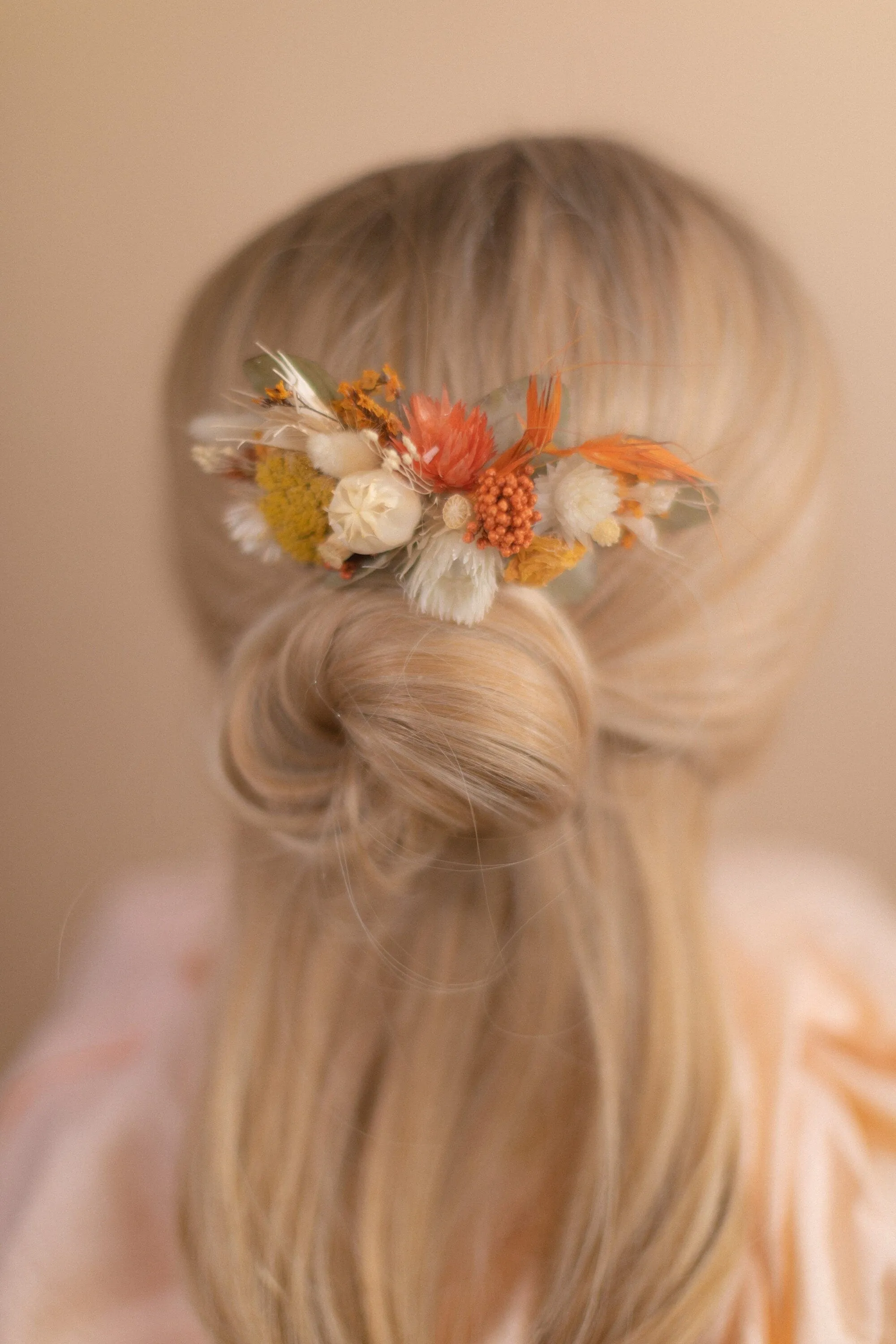 Pastel Autumn Dried Flower Bridal Comb / Autumn Wedding Hair Accessory