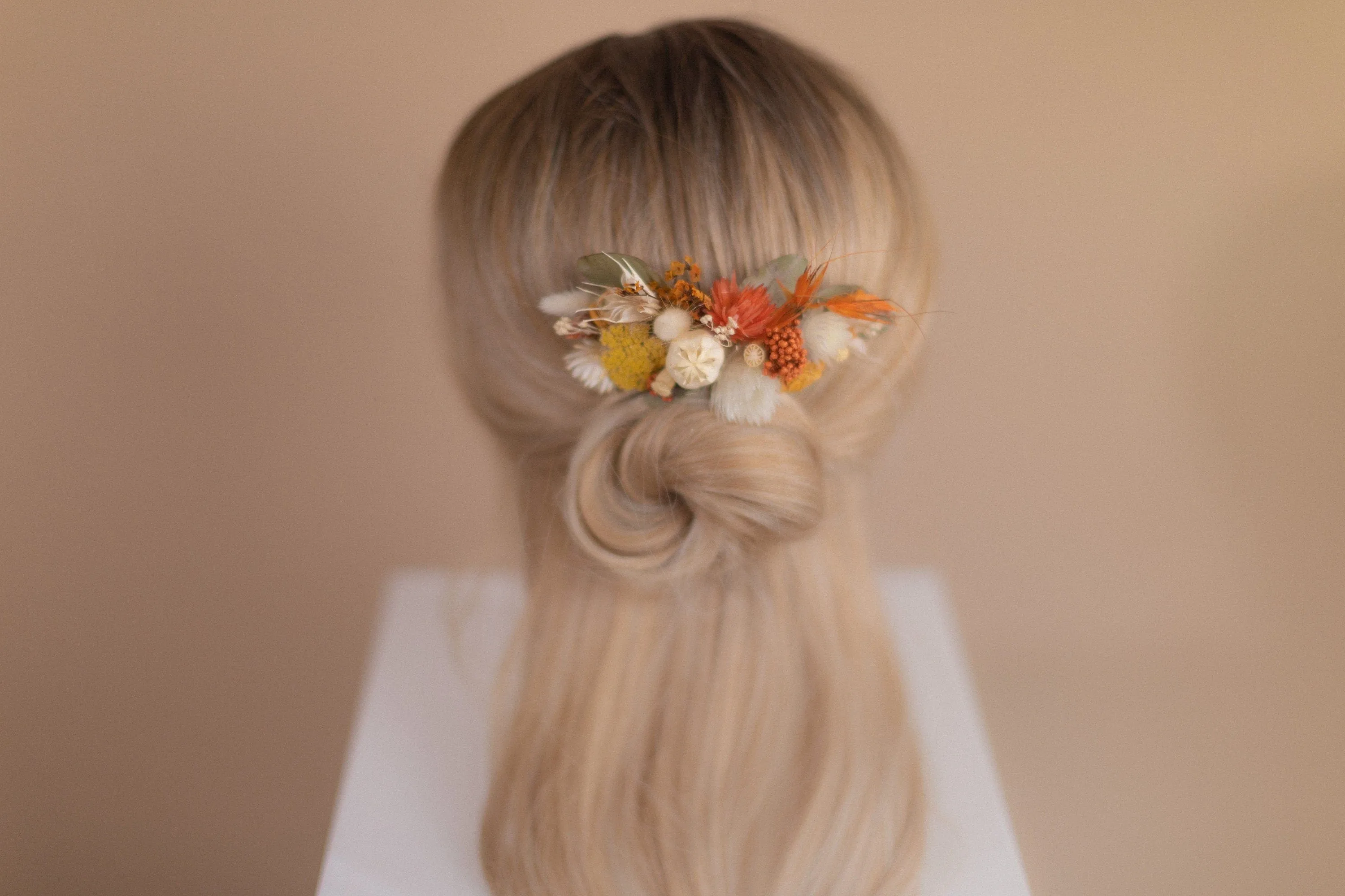 Pastel Autumn Dried Flower Bridal Comb / Autumn Wedding Hair Accessory