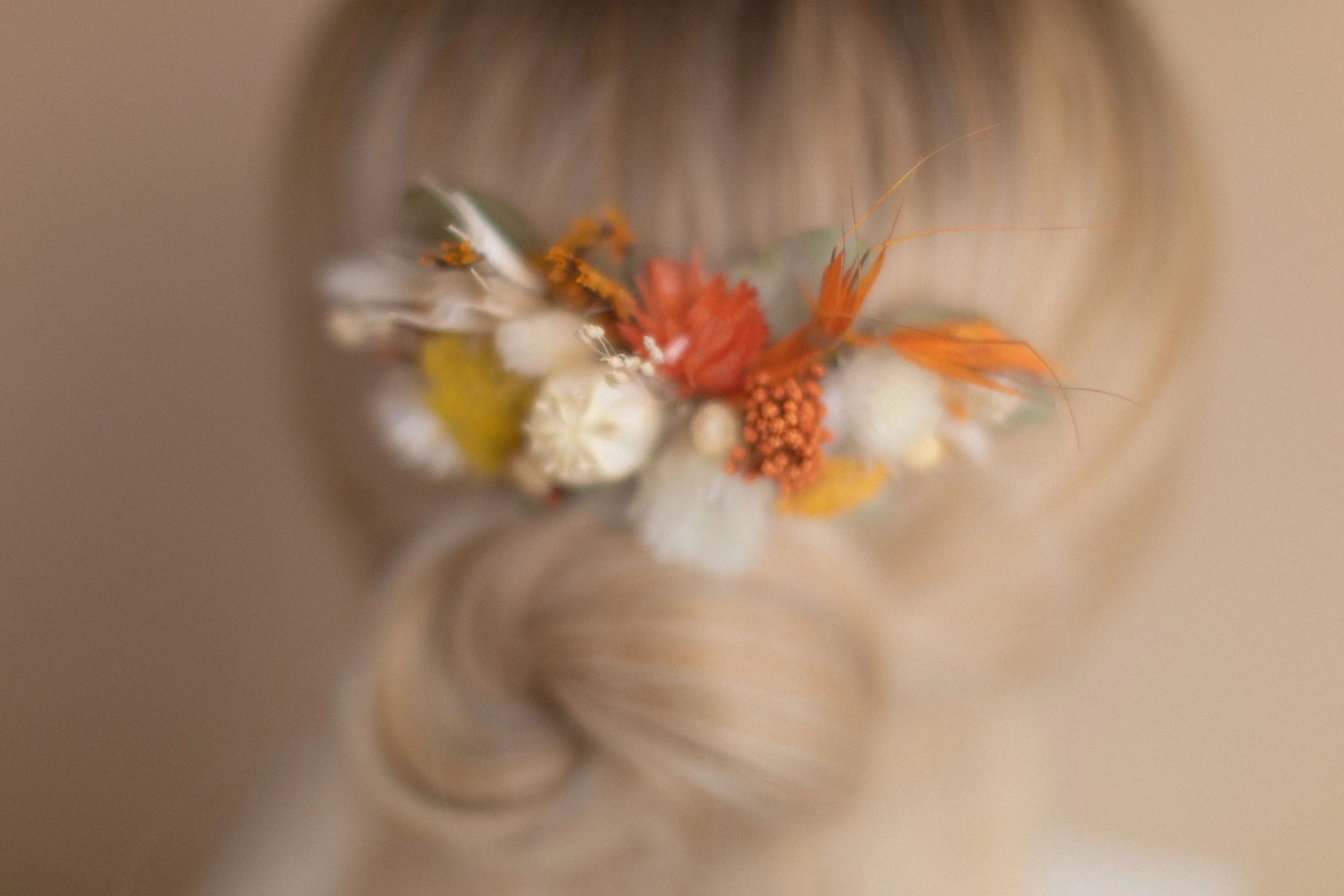 Pastel Autumn Dried Flower Bridal Comb / Autumn Wedding Hair Accessory