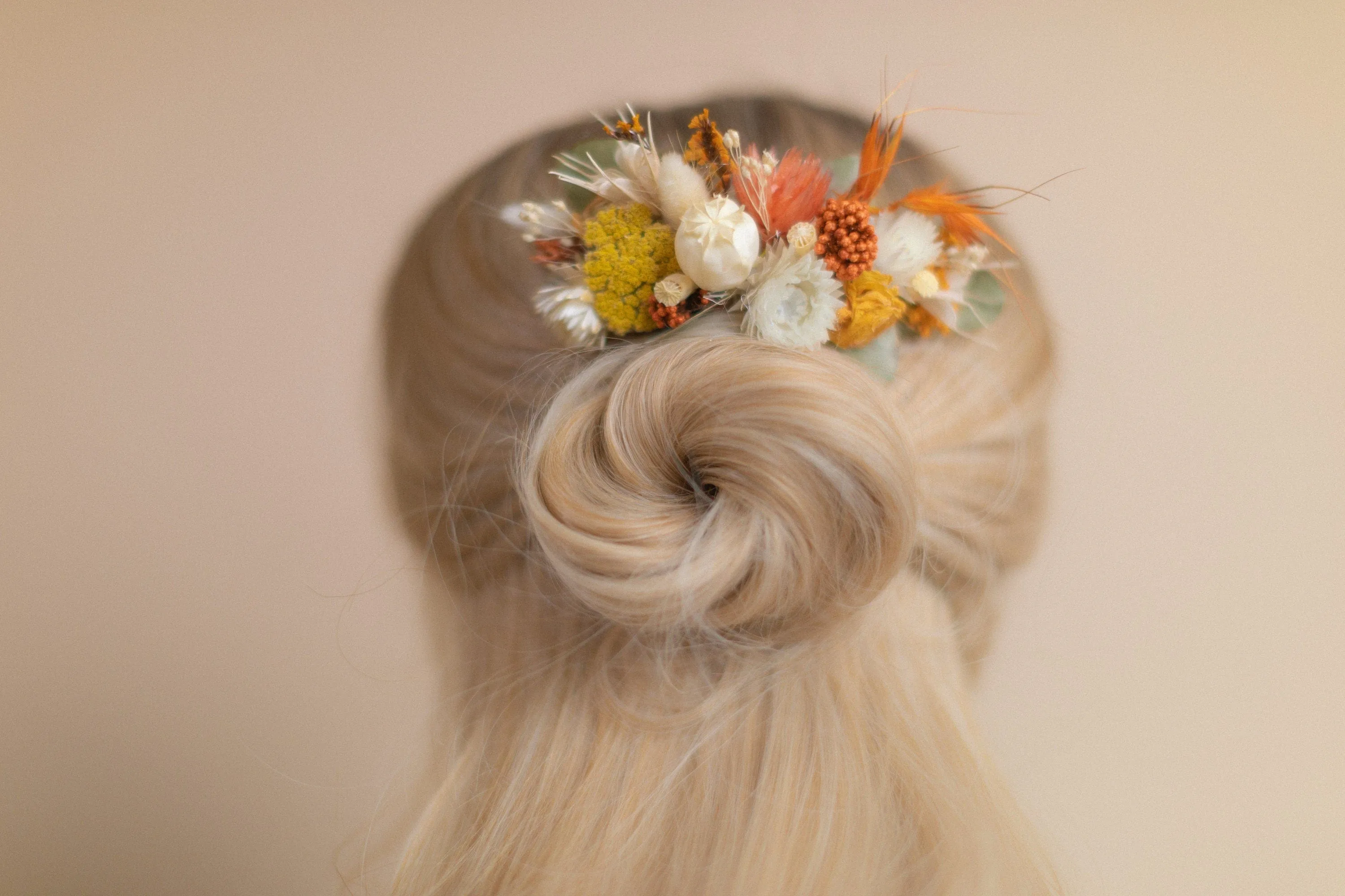 Pastel Autumn Dried Flower Bridal Comb / Autumn Wedding Hair Accessory