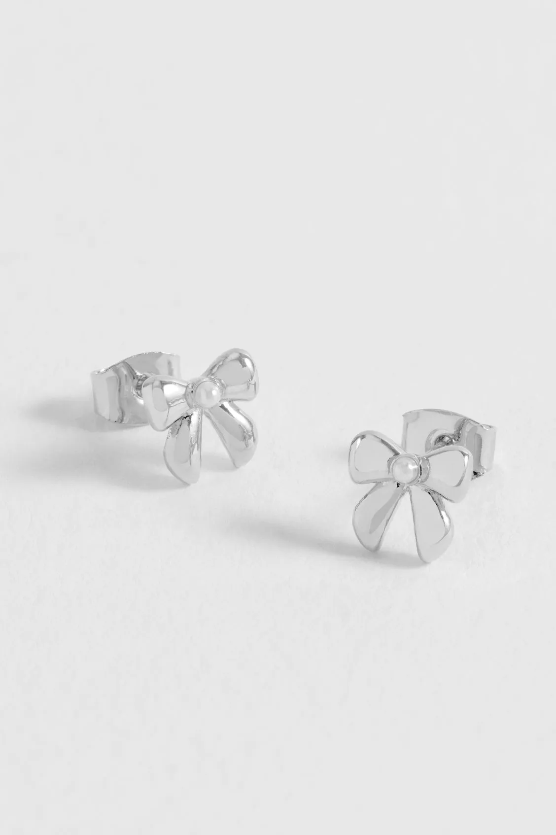 Pearl Bow Stud Earrings