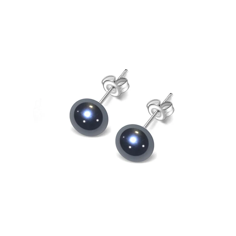 Pearl Stud Earrings For Men - 7mm Black