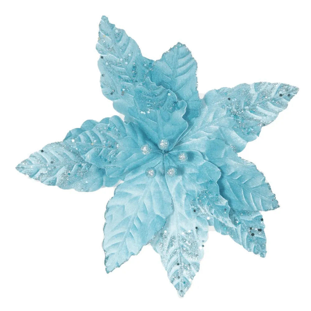 Peppermint Velvet Poinsettia Clip Asst