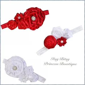 Red and White Rosettes Headbands