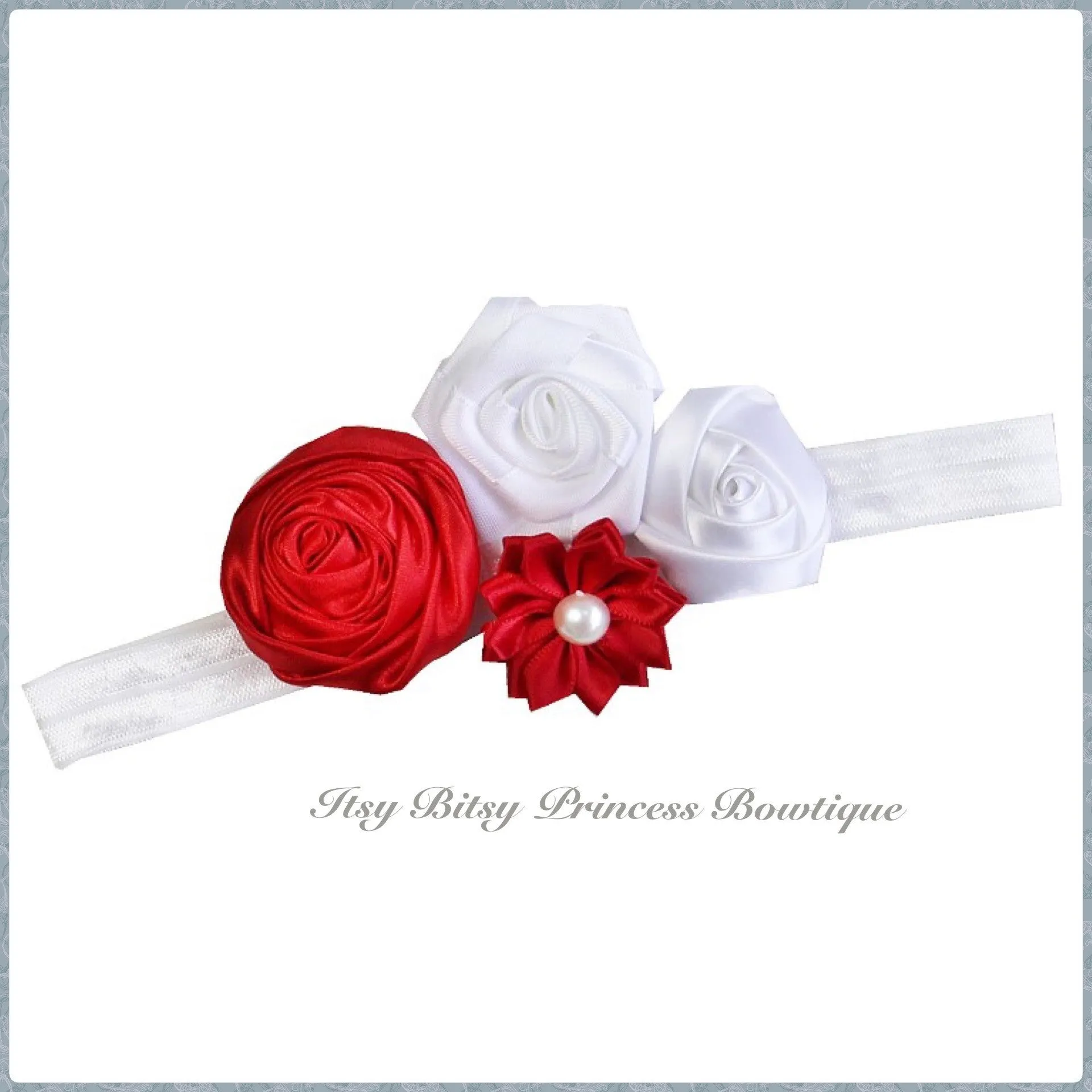 Red and White Rosettes Headbands