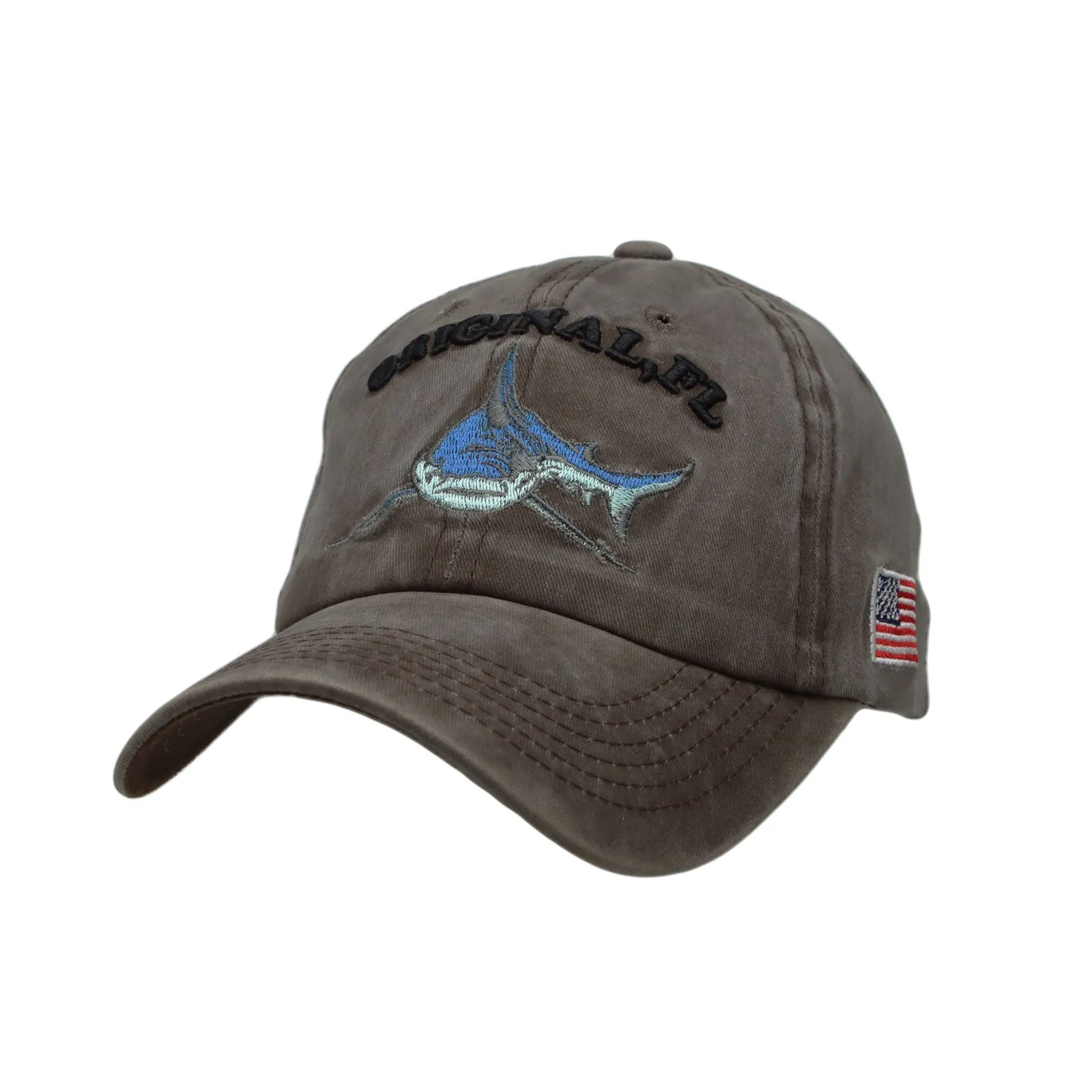 Shark Embroidery Baseball Cap USA Flag Plain Dad Hat YZ10086