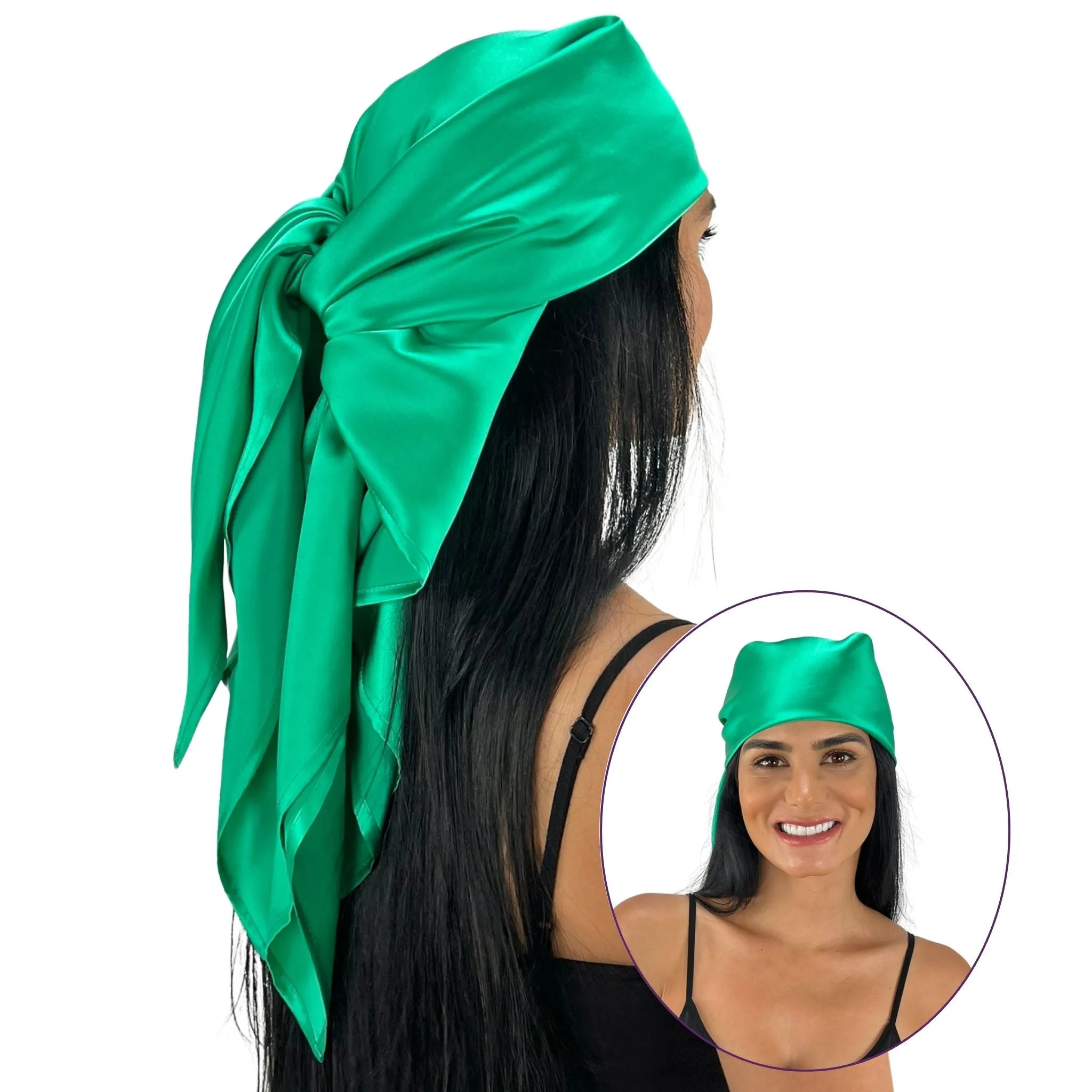 Silk Square Head Scarf - Emerald