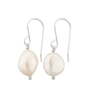 Silver Baroque Pearl Hook Earrings