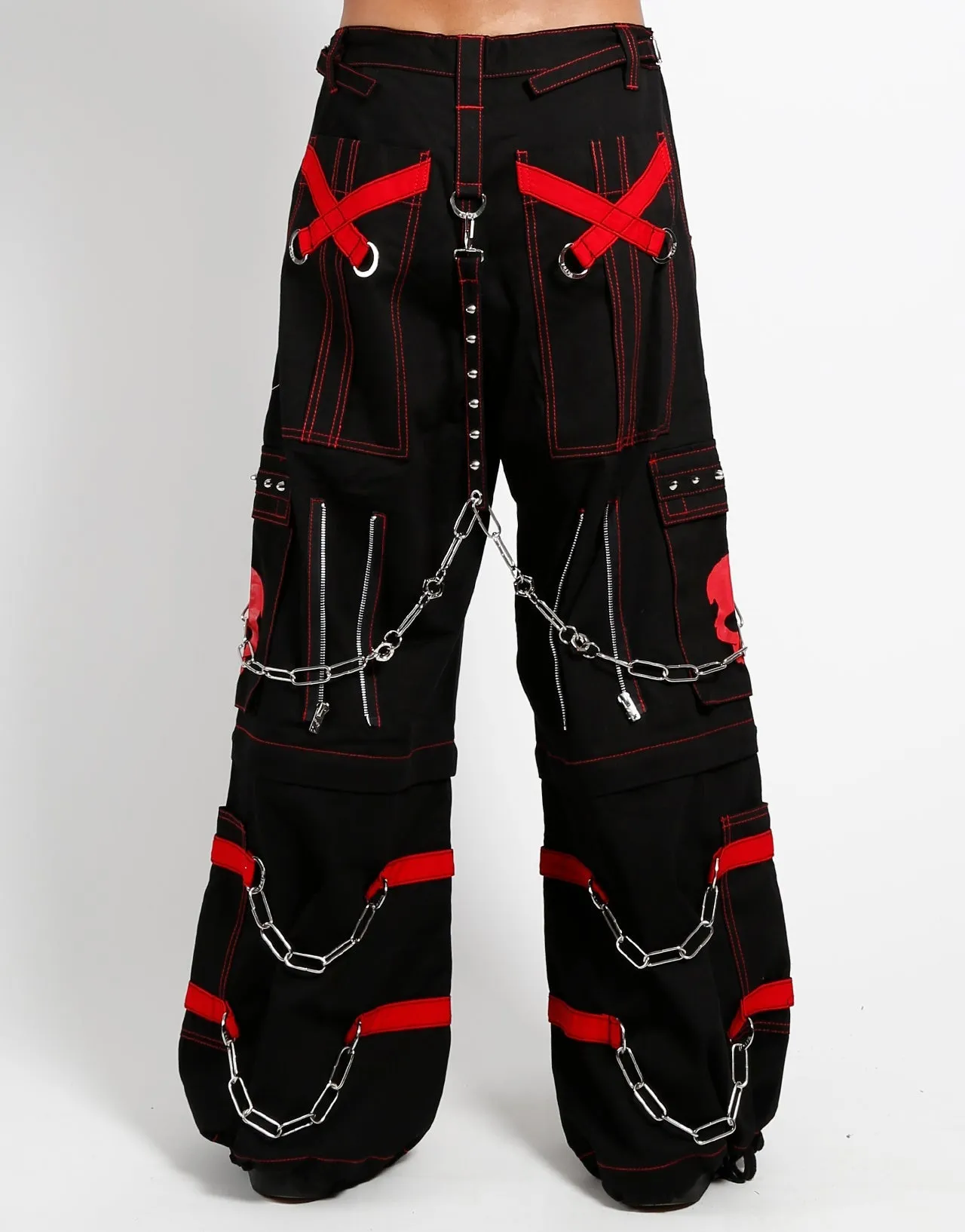 SKULL ZIP OFF PANT RED