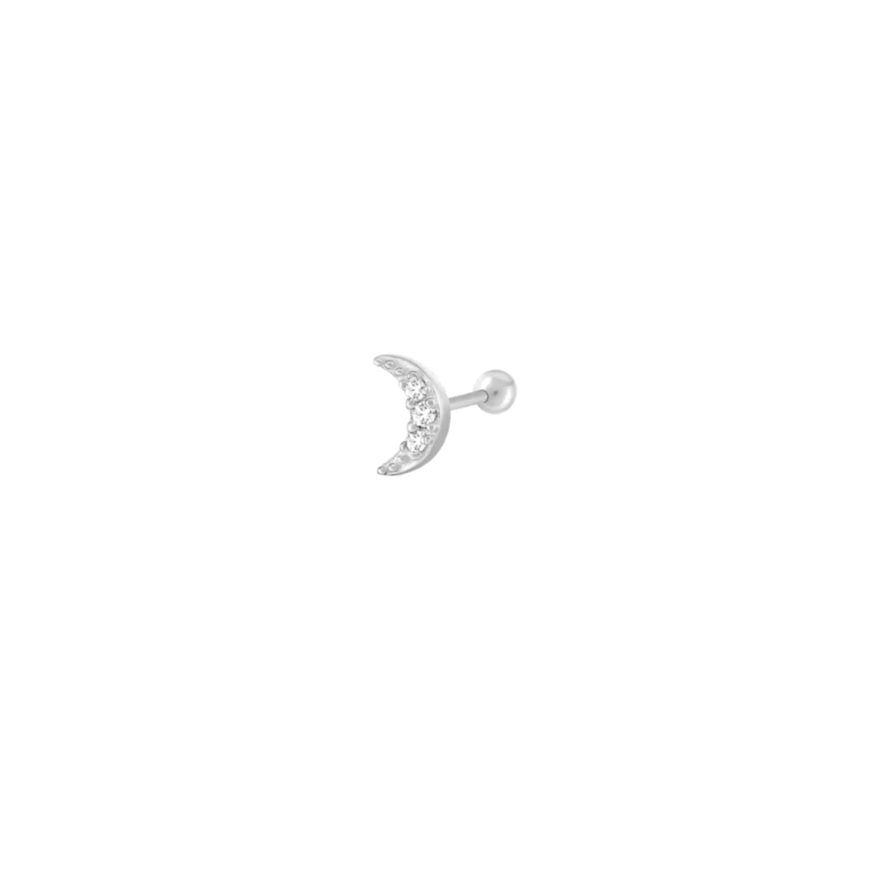 Small Pave Moon Piercing Earring