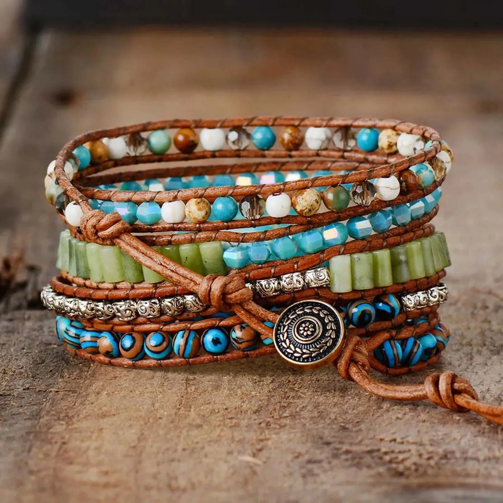 Spiritual Natural Stones Wrap Bracelets