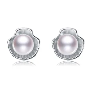 Stunning Sterling Silver and White Freshwater Pearl Stud Earrings - 8mm