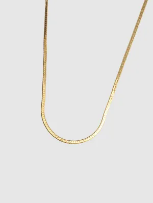 Thin Herringbone Chain in Gold