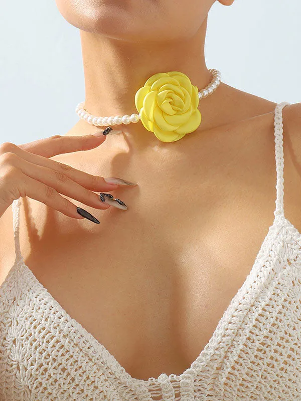 Three-Dimensional Flower Necklaces Accessories