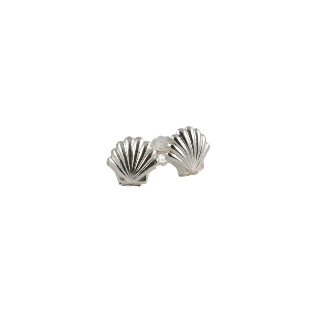 Tiny Silver Shell Stud Earrings