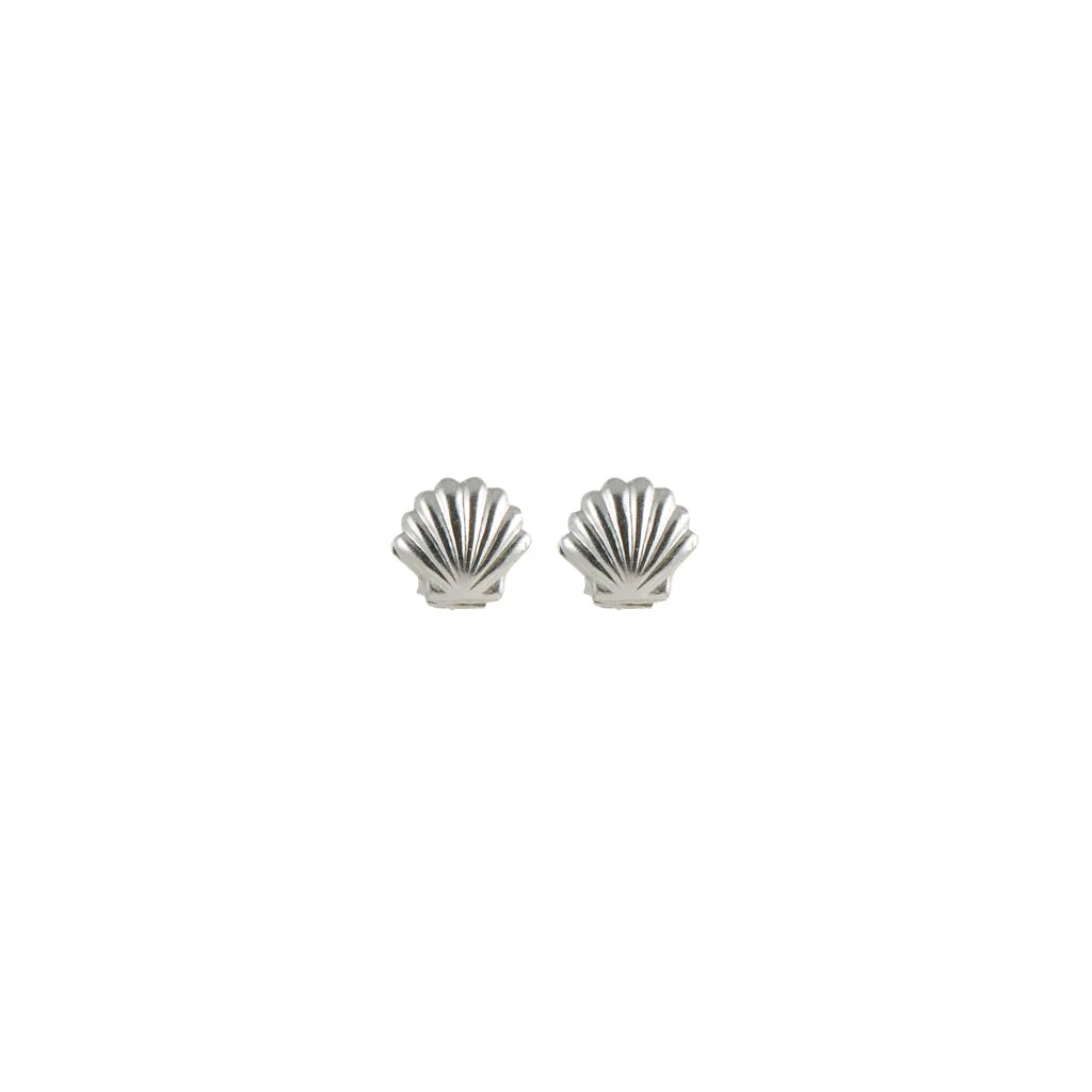 Tiny Silver Shell Stud Earrings