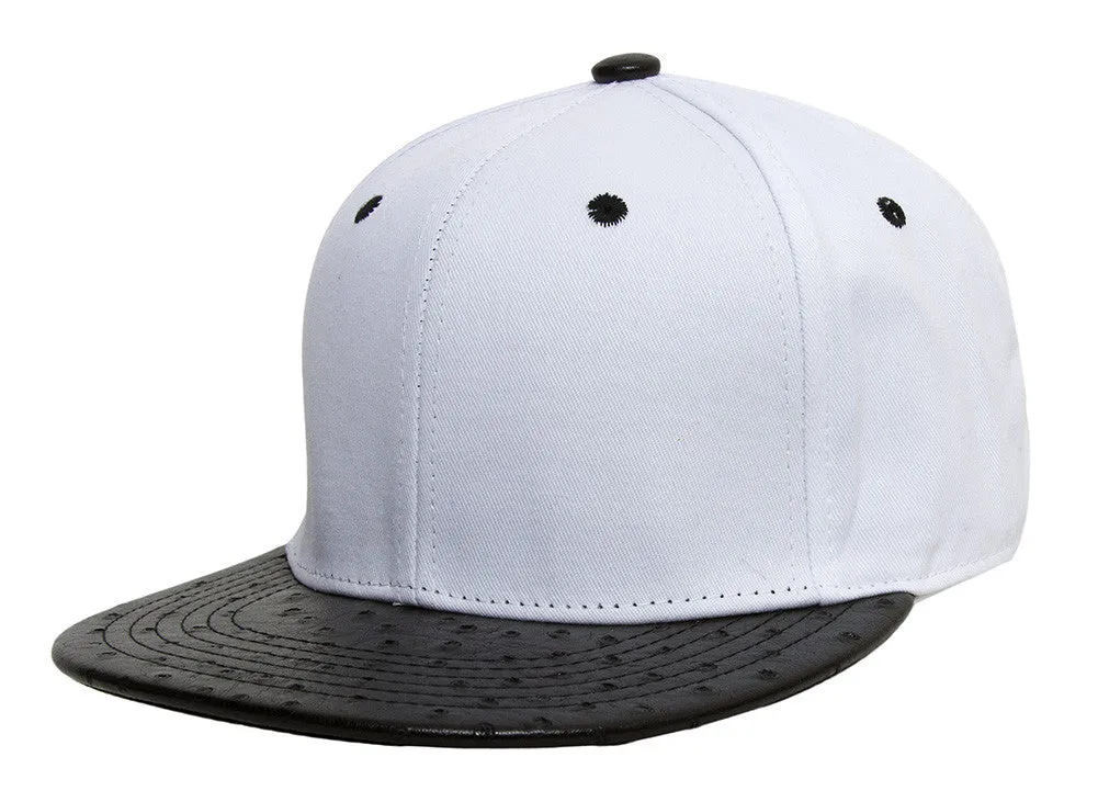 TopHeadwear Adjustable Two-Tone Cap with Ostrich Print Bill