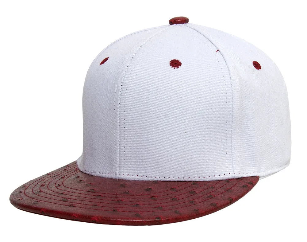 TopHeadwear Adjustable Two-Tone Cap with Ostrich Print Bill