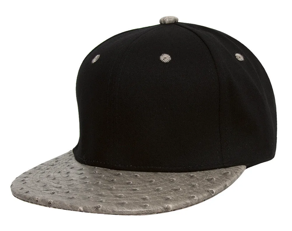 TopHeadwear Adjustable Two-Tone Cap with Ostrich Print Bill