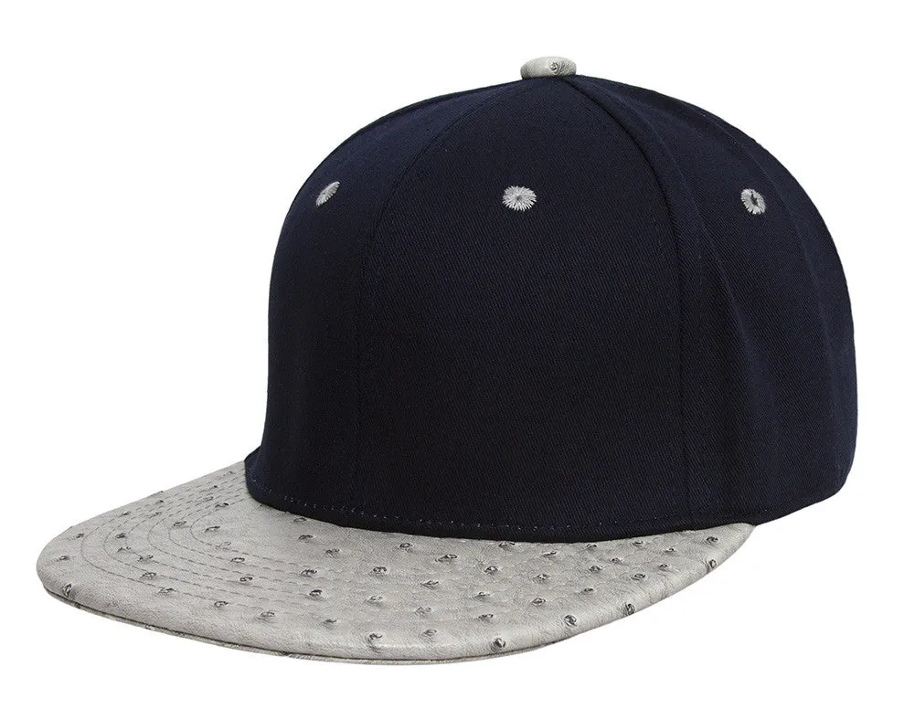 TopHeadwear Adjustable Two-Tone Cap with Ostrich Print Bill