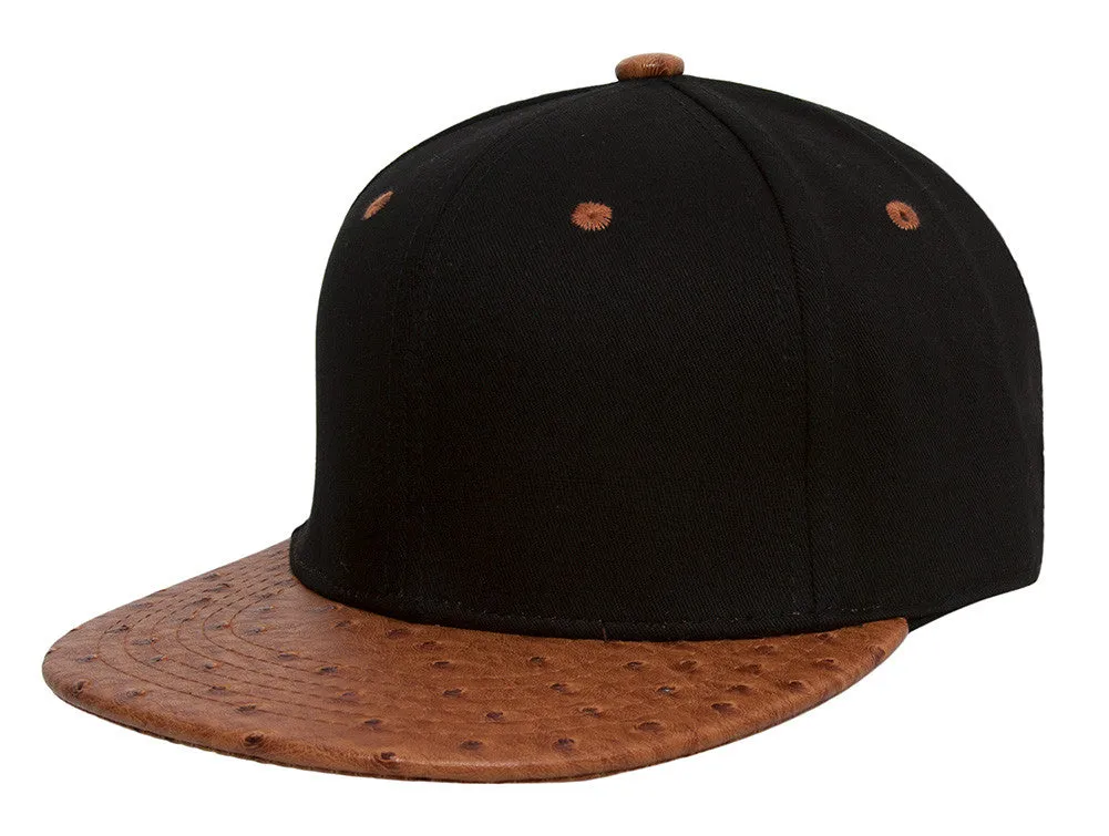 TopHeadwear Adjustable Two-Tone Cap with Ostrich Print Bill