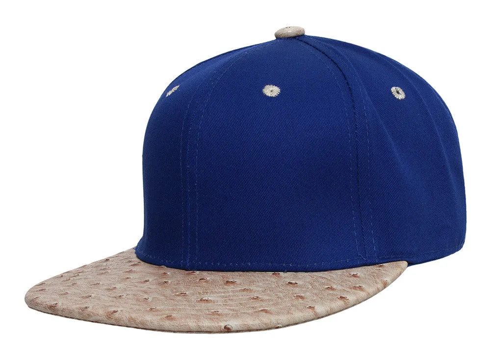 TopHeadwear Adjustable Two-Tone Cap with Ostrich Print Bill