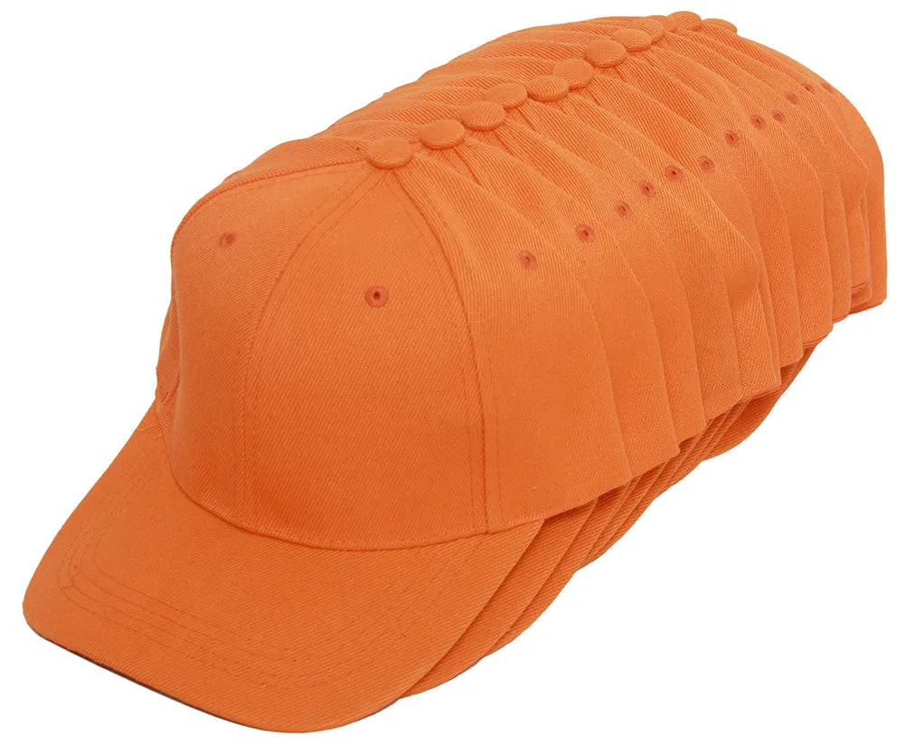 TopHeadwear Blank Adjustable Baseball Cap - 12-Pack