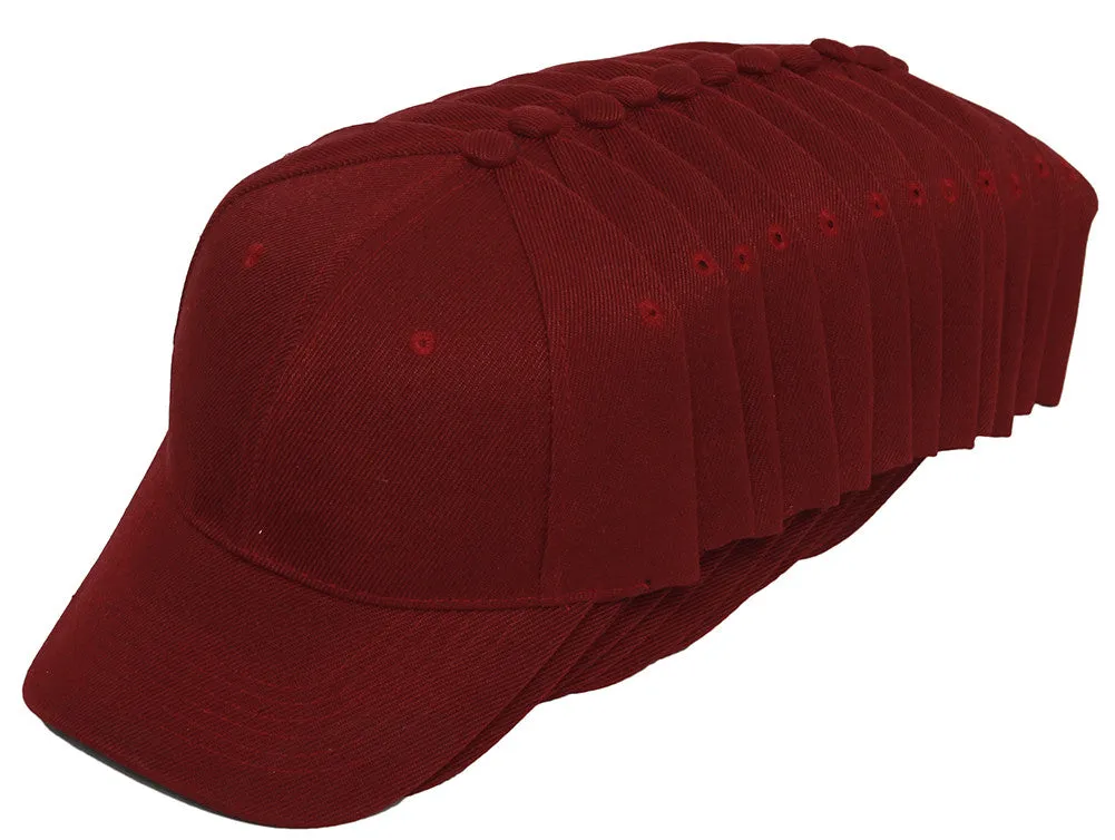 TopHeadwear Blank Adjustable Baseball Cap - 12-Pack