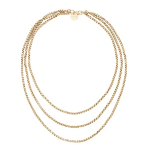 Triple Layer Thin Luciana Box Chain Necklace