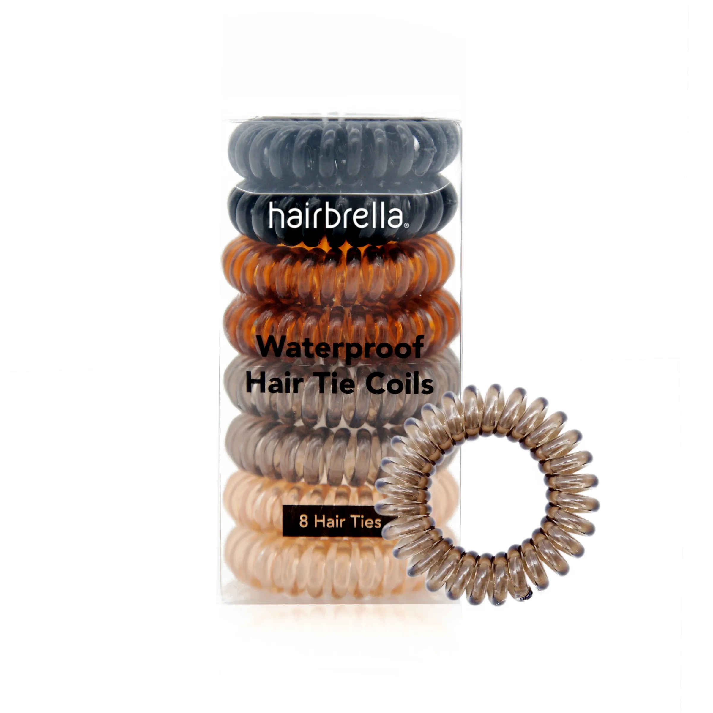 Waterproof Spiral Hair Ties (8 Pack)