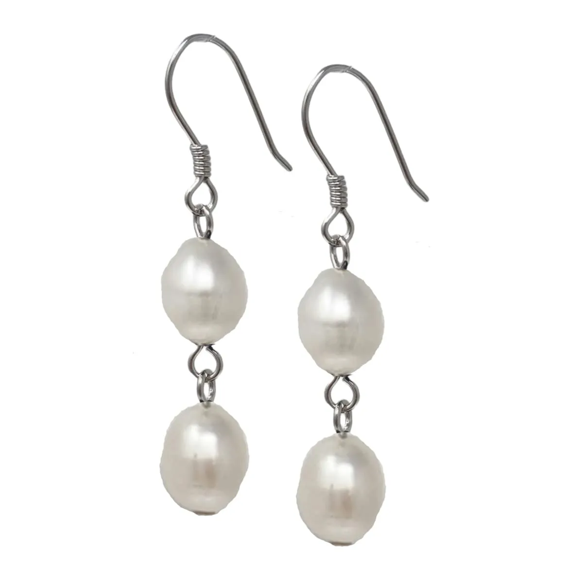 Women's 8-9mm Natural Freshwater Pearl Dangle Drop Earrings