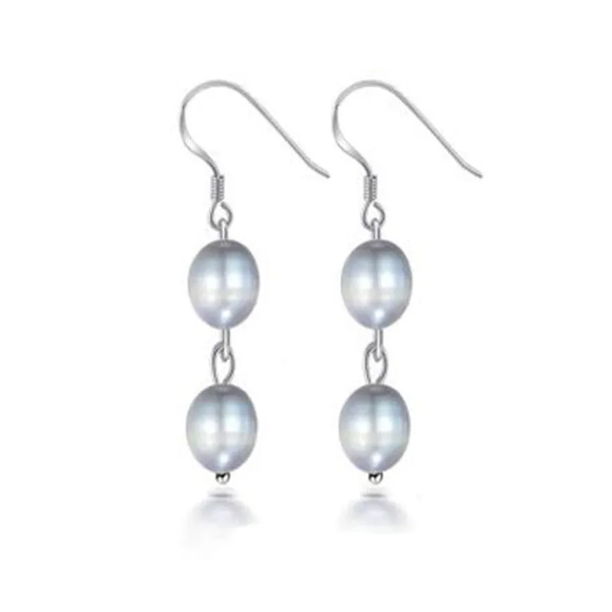 Women's 8-9mm Natural Freshwater Pearl Dangle Drop Earrings