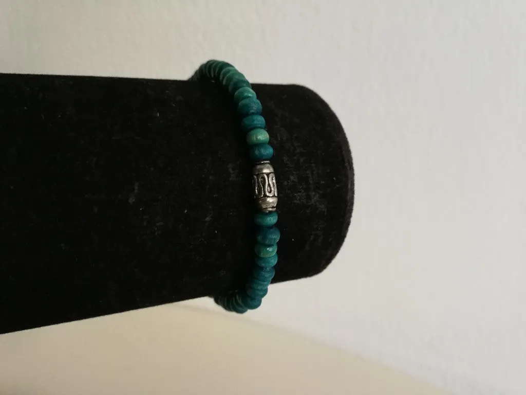 Wooden Beaded Bracelet  (Turquoise)