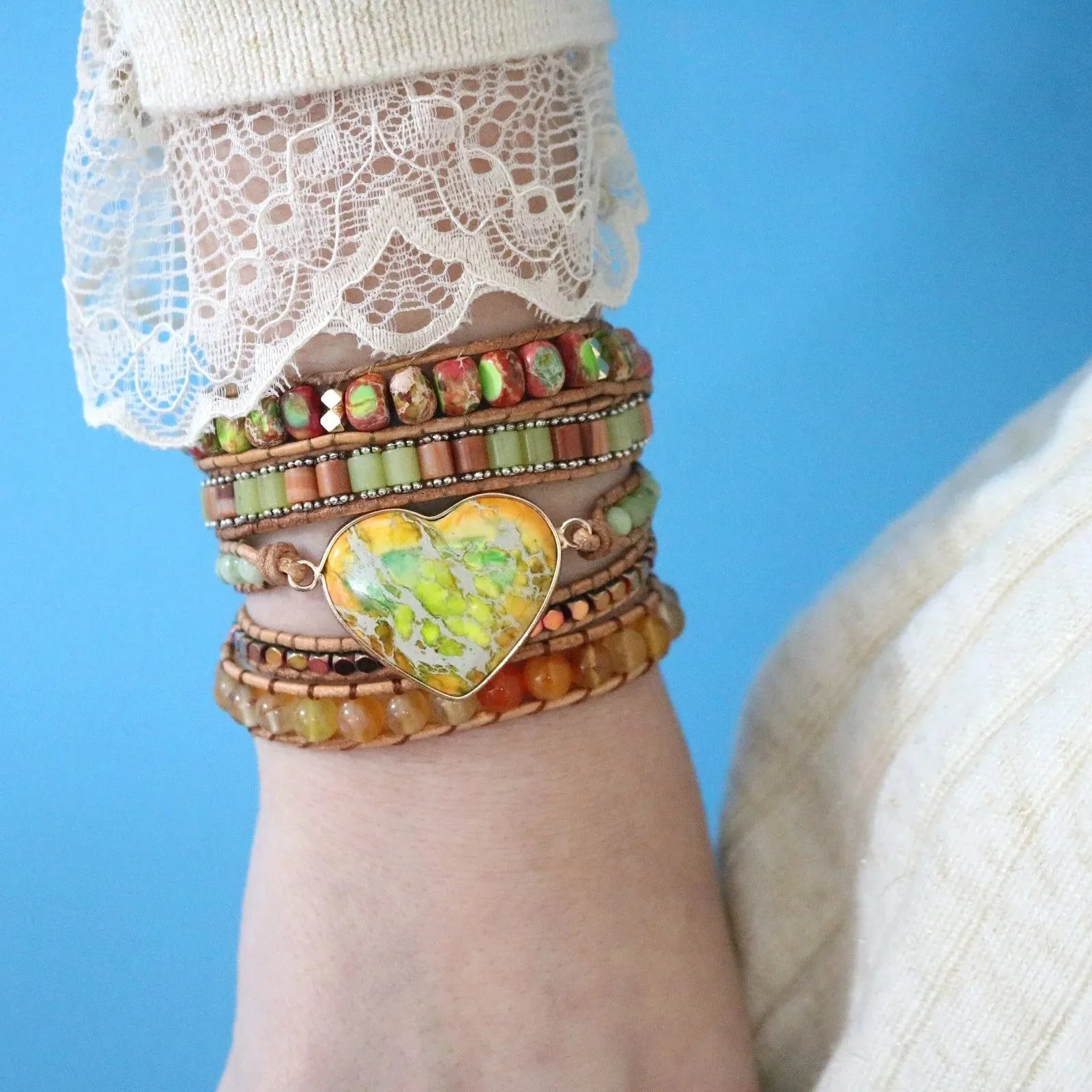 Yellow Jasper Wrap Bracelets